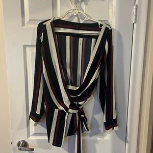 Striped tie front top